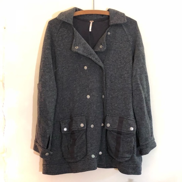 Free People Notched Lapel Knit Peacoat - Picture 3 of 4